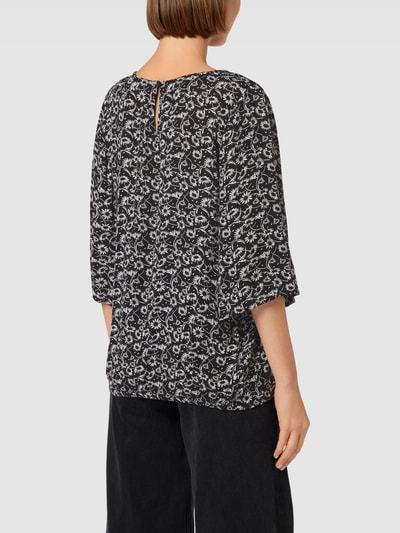 Kaffe Blouse met all-over motief, model 'Riana' Zwart - 5