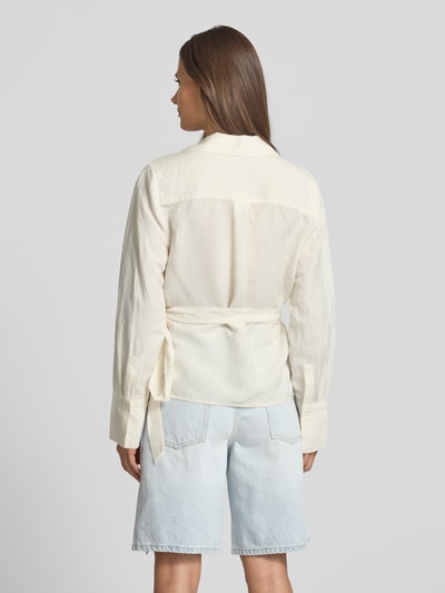 Tommy Hilfiger Relaxed fit blouse van een mix van linnen en viscose Ecru - 5