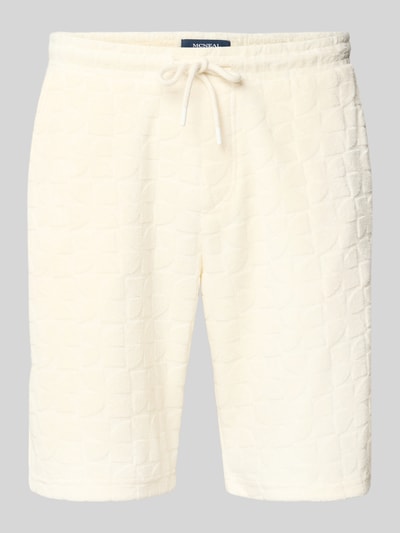 Produktfoto, Shorts mit Strukturmuster und Eingrifftaschen von MCNEAL aus Baumwoll-Mix, Straight Fit, heller Ton, sichtbarer Kordelzug.