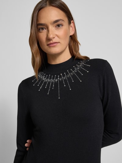Apricot Strickpullover aus Viskose-Mix mit Ziersteinbesatz Black 3