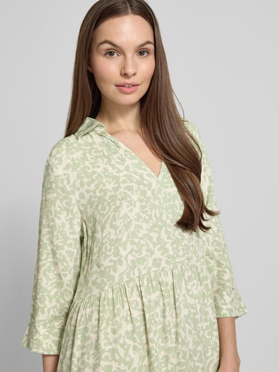 OPUS Knielange jurk in laagjeslook, model 'Walari' Lichtgroen gemêleerd - 3