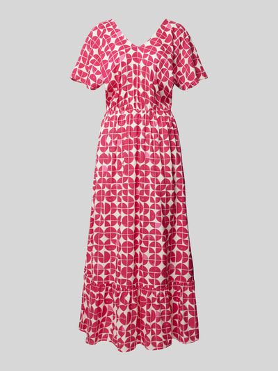 ICHI Sukienka z wiskozy ze wzorem na całej powierzchni model ‘Nasreen’ Fuksjowy 2