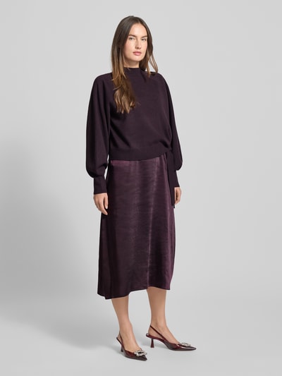 BOSS Sukienka casualowa o dopasowanym kroju z mieszanki żywej wełny i kaszmiru model ‘FIALINA’ Oberżynowy 1