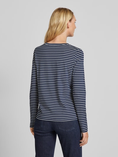 Vero Moda Regular fit shirt met lange mouwen en stitching met opschrift, model 'OYA FRANCIS' Marineblauw - 5