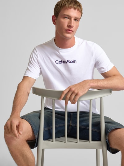 Calvin Klein Jeans Regular fit T-shirt met logoprint, model 'Class' Wit - 3