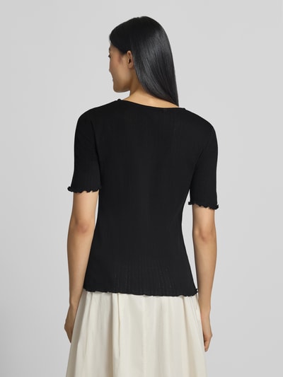 b.young T-Shirt mit Wellensaum und Rundhalsausschnitt Modell 'UNICA' Black 5