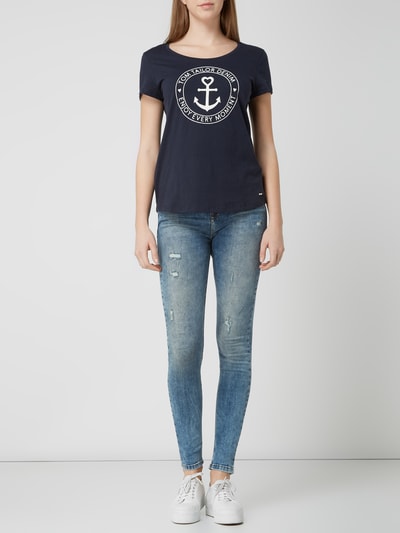 Tom Tailor Denim T-shirt met logoprint Donkerblauw - 1