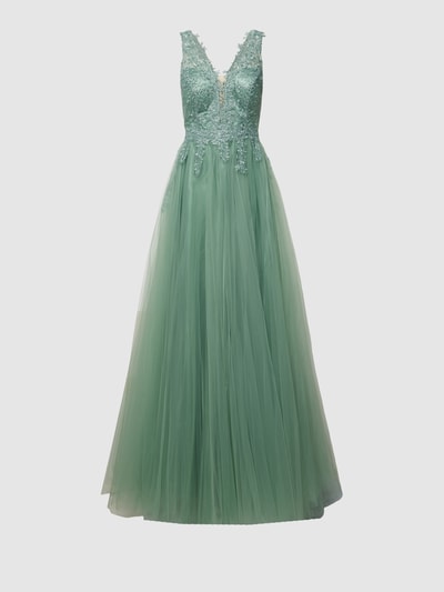 TROYDEN COLLECTION Abendkleid mit floralen Stickereien Mint 2