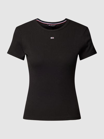 Tommy Jeans Slim Fit T-Shirt in Ripp-Optik Modell 'ESSENTIAL' Black 2