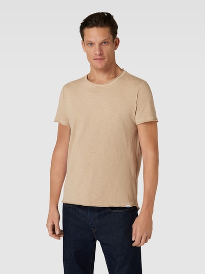 GABBA T-Shirt in unifarbenem Design Modell 'Konrad' Beige 4