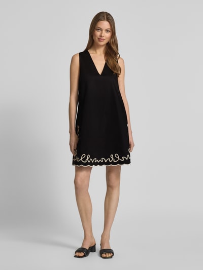 BOSS Orange Sukienka mini z dekoltem w serek model ‘Dembrolai’ Czarny 1