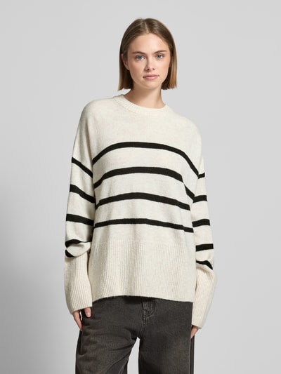 Review Oversized Strickpullover mit überschnittenen Schultern Offwhite 4