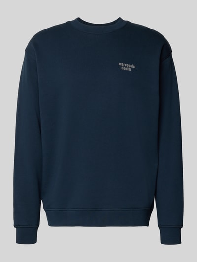Productfoto, Regular Fit Sweatshirt aus reiner Baumwolle van Marc O'Polo Denim, effen donkerblauw, crew neck, lange mouwen, geribde boorden, sweatstof