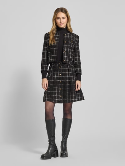 HUGO Krótki żakiet o kroju shaped fit ze wzorem w kratę model ‘ADINI-1’ Czarny 1