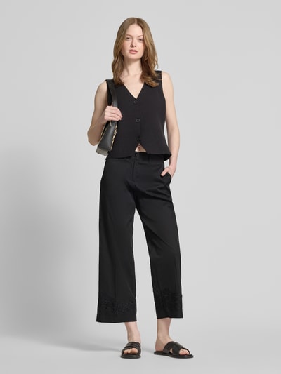 Brax Broek in verkorte pasvorm met labeldetail, model 'MAINE' Zwart - 1