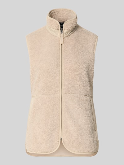 Produktfoto, Fleeceweste mit Stehkragen Modell 'SIV' von Didriksons, beige Farbe, weiche Fleece-Optik, Regular-Fit, Reißverschluss, Damen
