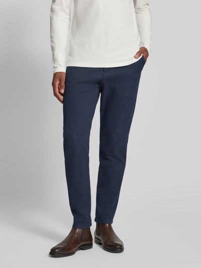 SELECTED HOMME Chinosy o kroju slim fit z mieszanki bawełny model ‘175 BRUSHED’ Granatowy 4