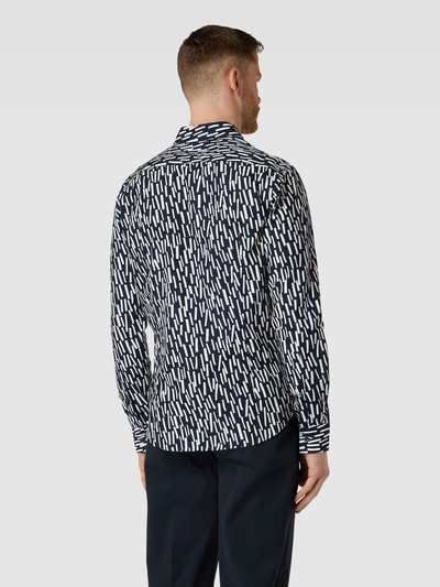 HUGO Slim fit vrijetijdsoverhemd met all-over motief, model 'Ermo' Donkerblauw - 5