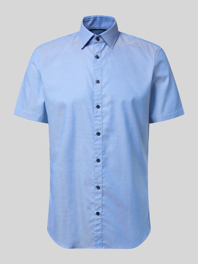 Produktfoto, Slim Fit Business-Hemd aus Baumwolle mit Kentkragen von Jake*s, hellblau, Knopfleiste, klassische Struktur, glatte Oberfläche.