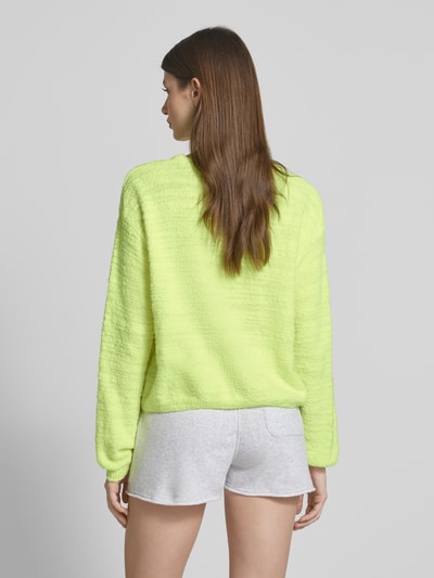 American Vintage Gebreide pullover met structuurmotief, model 'LIGEWAY' Neongeel gemêleerd - 5