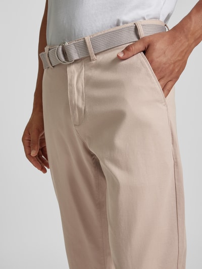 MCNEAL Regular fit broek met knoopsluiting en riem Beige - 3