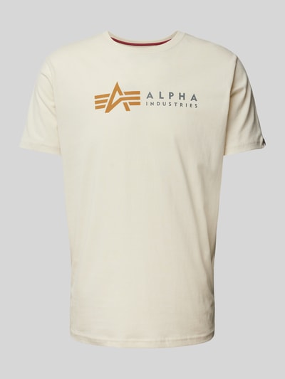 Alpha Industries T-shirt z nadrukiem z logo Złamany biały 2