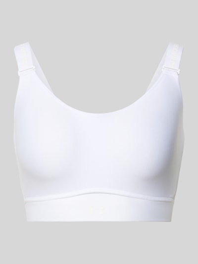 Produktfoto, biały Regular Fit SportBH mit Logo-Print Modell 'Infinity' od Under Armour, elastyczna mieszanka materiałów, regulowane ramiączka