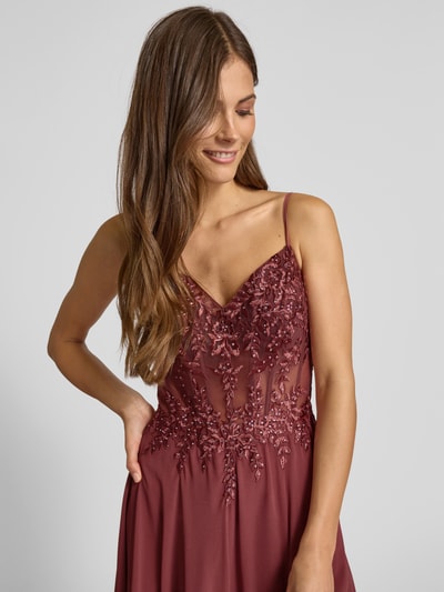 Luxuar Avondjurk met siersteentjes Rood - 3
