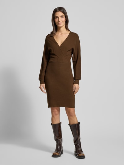 Zero Knielange gebreide jurk van viscosemix Lichtbruin - 1