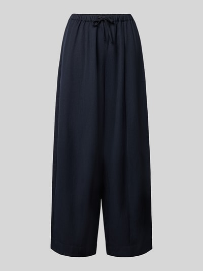 Produktfoto, Culotte mit elastischem Bund und Kordelzug Modell 'Eveline' von Neo Noir, loose Fit, glatter Stoff, dunkle Farbe, Damen Culotte, Bundweite 37 cm, Innenbeinlänge 72 cm.