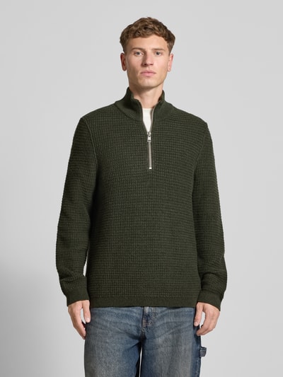 Marc O'Polo Denim Regular Fit Troyer aus Baumwoll-Mix Dunkelgruen 4