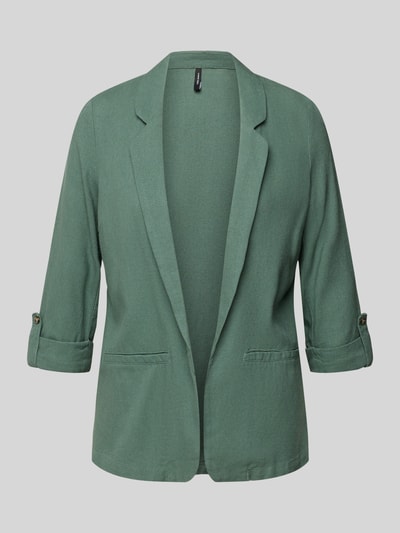 Produktfoto, Loose Fit Kurzblazer aus Viskose-Leinen-Mix Modell 'JESMILO' von Vero Moda in Uni-Grün, Flammgarn-Struktur, 3/4-Arm mit Umschlag