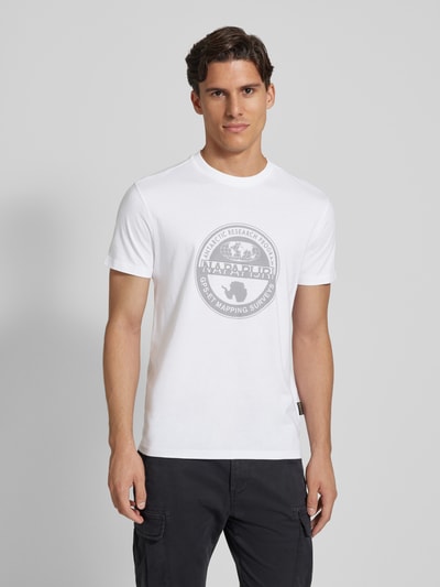 Napapijri T-shirt met ronde hals, model 'BOLLO' Wit - 4