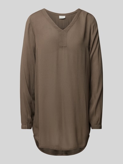 Kaffe Blouseshirt van viscose met V-hals, model 'Amber' Lichtbruin - 2