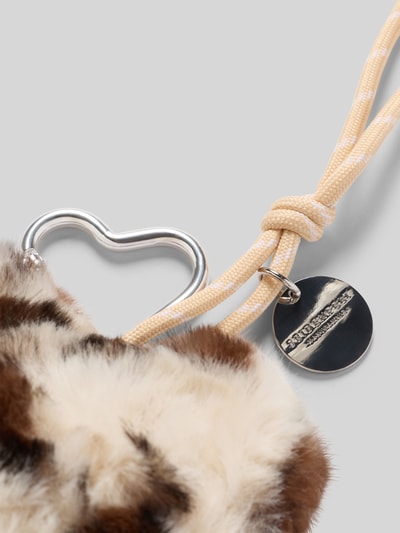 Seidenfelt Schlüsselanhänger mit Logo-Detail Modell 'Furry Heart' Beige 2