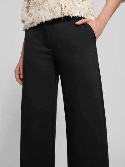 FREE/QUENT Broek met wijde pijpen en knoopsluiting, model 'Nanni' Zwart - 3