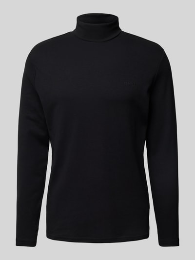 HECHTER PARIS Rollkragenpullover mit Label-Print Metallic Black 1