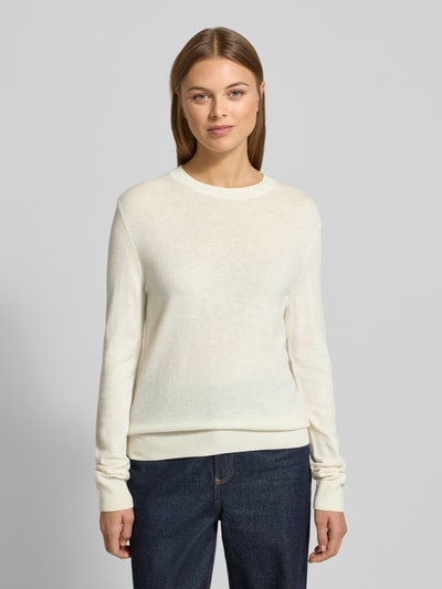 Stefanel Strickpullover aus Wolle mit Rundhalsausschnitt Offwhite 4