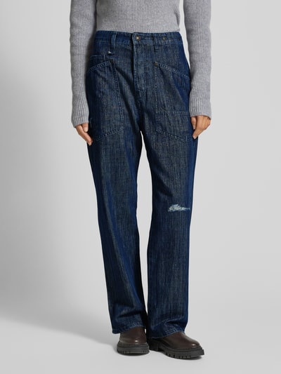 MAC Baggy Straight Fit Jeans im Used-Look Dunkelblau 4