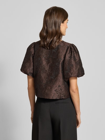 Neo Noir Blouse met korte mouwen en knoopsluiting Donkerbruin - 5