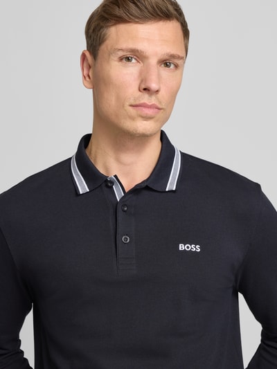 BOSS Green Koszulka polo o kroju regular fit z czystej bawełny model ‘PLISY’ Granatowy 3