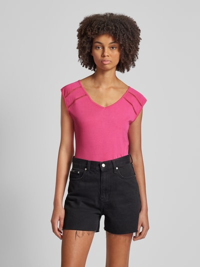 Ragwear T-Shirt mit V-Ausschnitt Modell 'Jungie' Pink 4