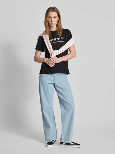 Pieces Regular Fit T-Shirt aus reiner Baumwolle Modell 'MARIA' Black 1