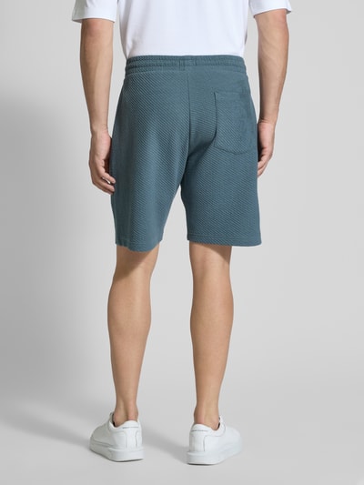 MCNEAL Relaxed fit sweatshort met structuurmotief Petrol - 5