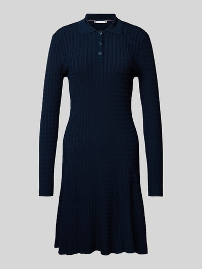 Tommy Hilfiger Polokleid mit Strukturmuster Modell 'RAYON CABLE' Marine 2