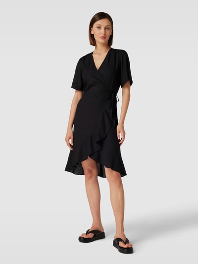 Soaked in Luxury Knielanges Kleid in Wickel-Optik Modell 'Rosaline' Black 1