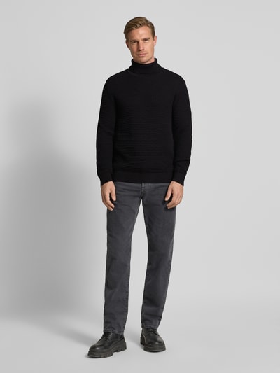 MCNEAL Rollkragenpullover mit gerippten Abschlüssen Black 1