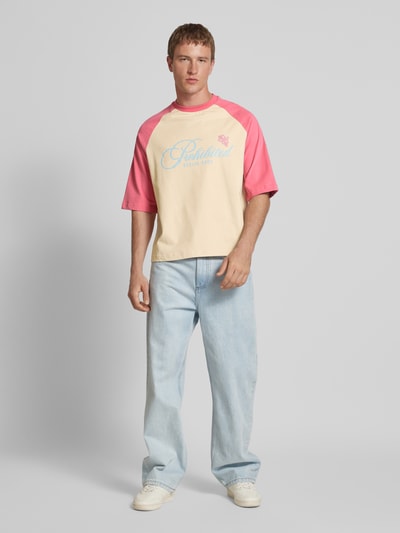 PROHIBITED Oversized T-Shirt mit Label-Print Rot 1