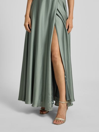 Swing Abendkleid in Wickel-Optik mit Stehkragen Lind 3