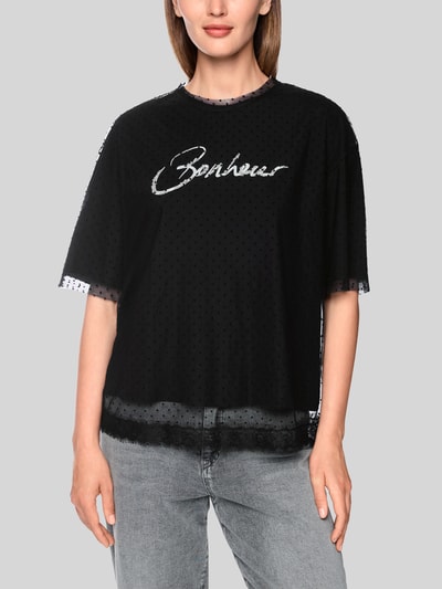 Marc Cain T-Shirt mit Glitzer-Schriftzug Black 4